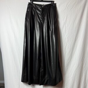 WeWoreWhat Black Vegan Leather Extreme Wide Leg Pants